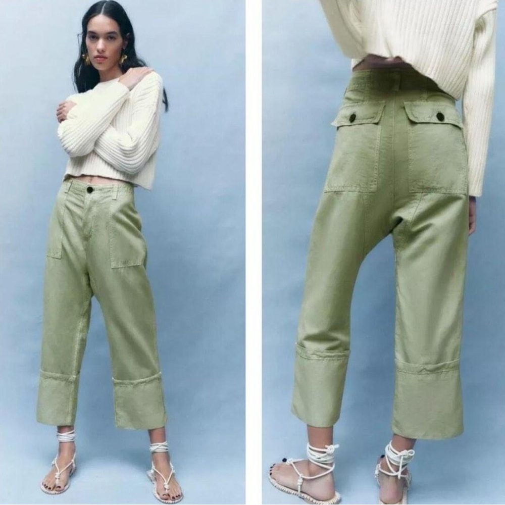 Zara Cream Sweater and Green Pants Set